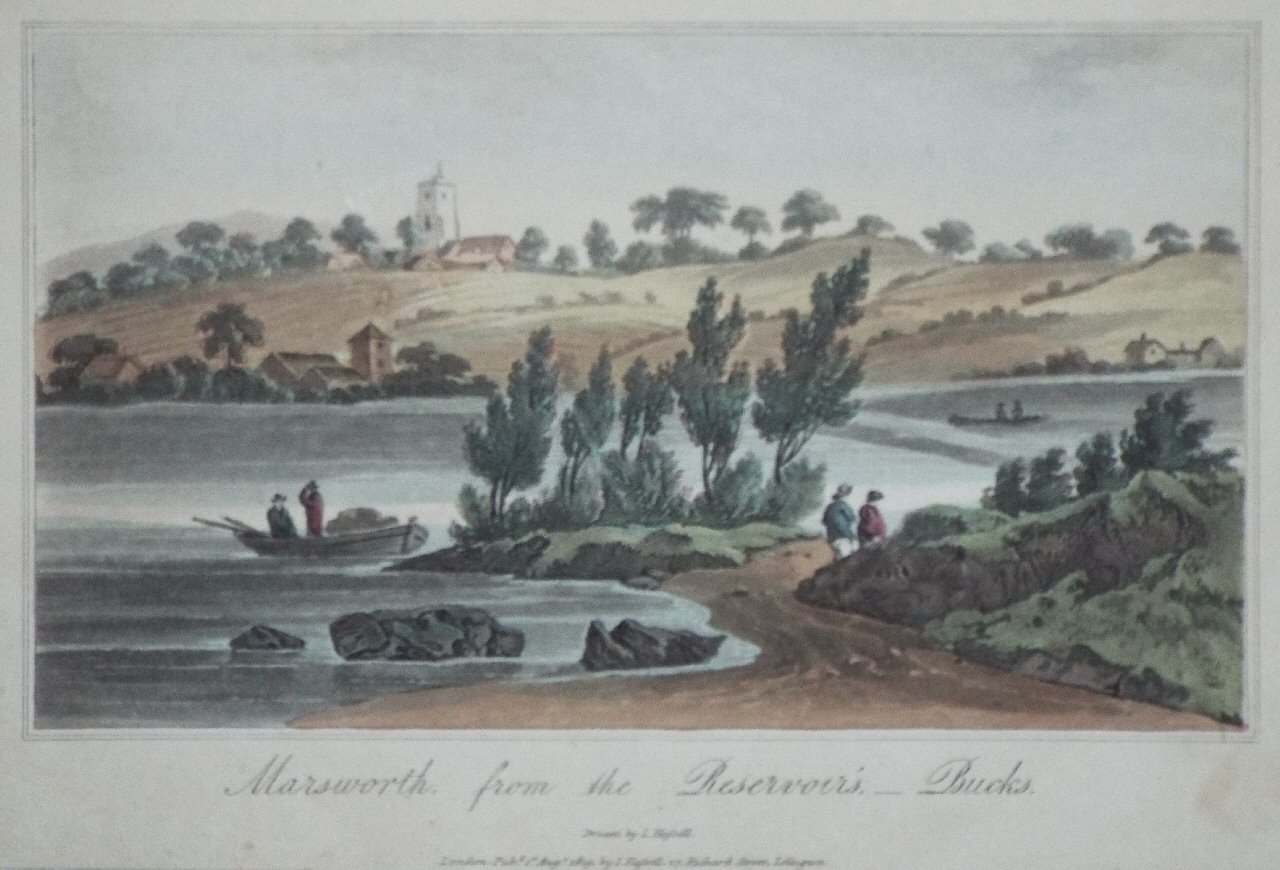 Aquatint - Marsworth, from the Reservoirs, Bucks. - Hassell